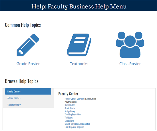 Faculty Business Help Page